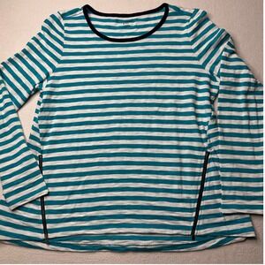 Crown & Ivy Long Sleeve‎ Womens Blue White Sweater Top Fun Coastal Size Large